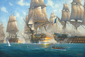 Victory at Trafalgar.  Maritime Art by St Ives Artist Donald MacLeod