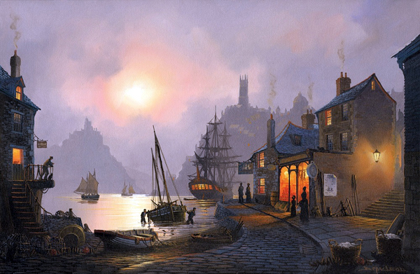 Day's End  A painting by St Ives Artist Donald MacLeod Maritime Art