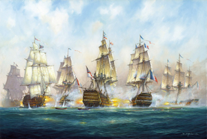 Trafalgar 1805.  A painting by Donald MacLeod.