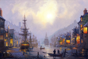 Old Cornish Quayside.  Maritime Art by St Ives Artist Donald MacLeod.